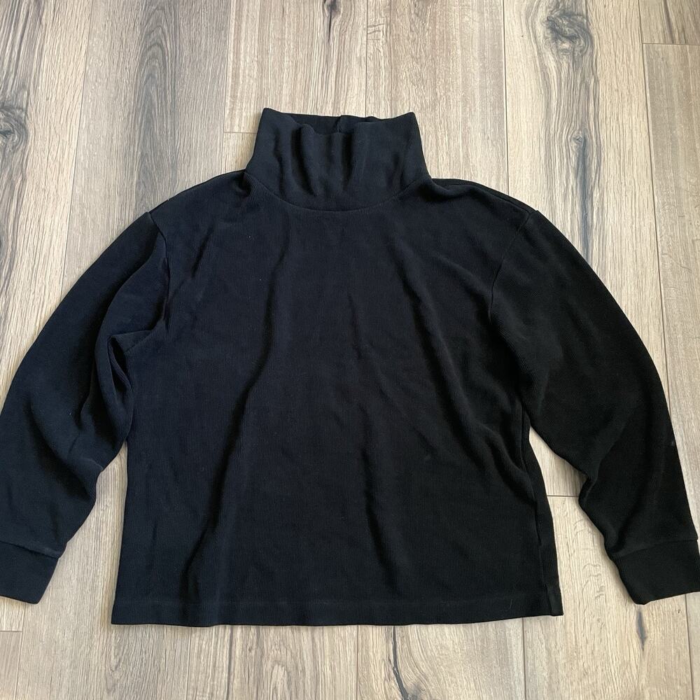 UNIQLO Mock Neck Jumper Size Medium Black Acrylic Blend Sweater Soft Cozy